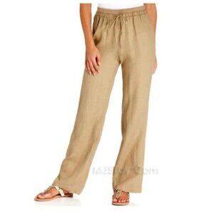 NWT Ellen Tracy Linen Pants Relaxed Drawstring XL Preppy Coastal Grandma‎